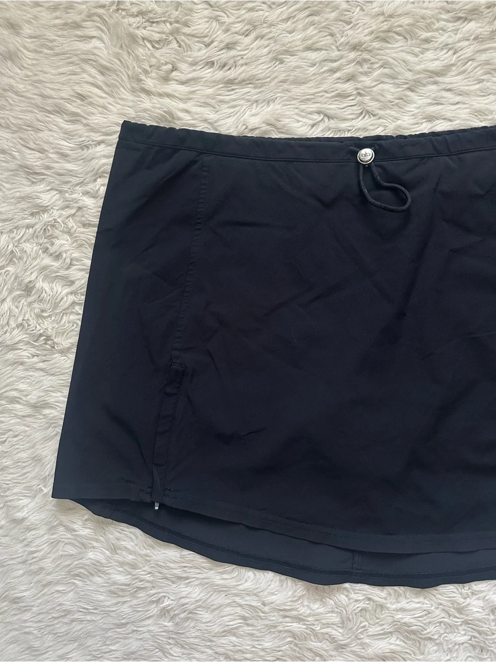 Alo Yoga In The Lead Skirt Mini Skort Adjustable Waistband Athleisure Black